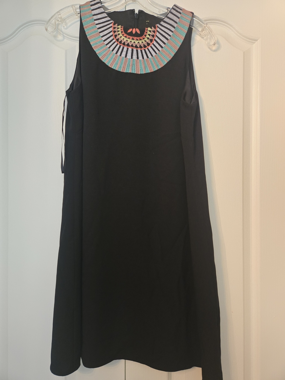 Gianni Bini Black Midi Dress with Multicolor Beaded Collar